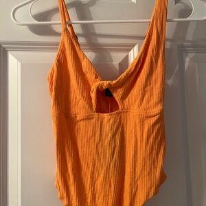 Orange Ribbed Women's bodysuit